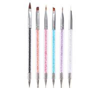 SEWACC Lot de 6 Stylos Pinceaux pour Nail Art, Double Embout, Manche Acrylique, Stylos de Manucure Professionnels pour Salon et Usage Maison, Outils Précis de Dessin et Décoration