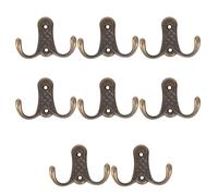 SEWACC Lot de 8 Crochets Muraux en Alliage de Zinc Vintage Patères Doubles Rétro 57x77 Mm pour Manteaux, Serviettes et Paquet, Crochets Robustes Multifonction pour Salle de Bain,