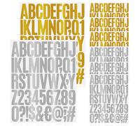 SEWACC Lot de 8 feuilles d'autocollants étanches en forme de lettres de l'alphabet et chiffres - Doré et argenté - Pour scrapbooking, bricolage, boîte aux lettres, décoration