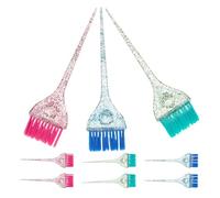 SEWACC Lot de 9 Pinceaux pour Teinture Capillaire en Plastique Transparent Coloré avec Manche Ergonomique Applicateurs Professionnels pour Mèches et Coloration Maison ou Salon