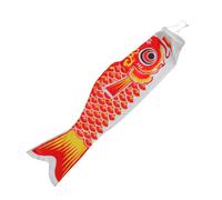 SEWACC Manche à Air Japonaise Forme Carpe 100 CM Rouge en Tissu Solide Banderole Poisson Décorative pour Jardin et Restaurant de Sushis Girouette Poisson Suspendue Traditionnelle pour