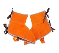 SEWACC Manchons de Soudage Ignifugés en Cuir Résistant à la Chaleur Protège-Pieds Courts en Cuir Robuste pour Soudeur Protection Étincelles et Projections Accessoires de Soudage