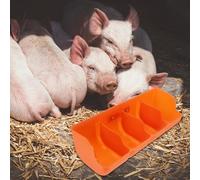 SEWACC Mangeoire Murale Robuste pour Porcs à 4 Compartiments en Plastique Épais Orange Auge Multifonctionnelle Adaptée à L’Élevage Porcin Bétail Mangeoire Pratique pour Alimentation