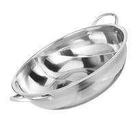 SEWACC Marmite à Shabu Compartimentée 34 CM en Acier Inoxydable Épais Marmite à Fondue Chinoise sans Couvercle Compatible Induction pour Cuisson Simultanée de Bouillons Rouges et