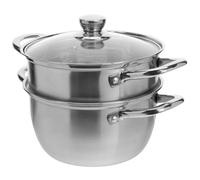 SEWACC Marmite Vapeur 20 CM en Acier Inoxydable Double Couche Cuiseur Vapeur Compatible Gaz Induction Halogène Cuisson Légumes Poisson Volaille Saine et Rapide