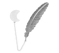 SEWACC Marque-page Cristal Naturel Plume Métallique Délicat Accessoire et Portable pour Lecture Élégant pour Femmes et Amateurs