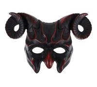 SEWACC Masque de Démon à Cornes de Bœuf pour Halloween, Demi-masque de Cosplay avec Élastique pour Fêtes Et Vacances (rouge Foncé)
