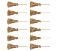 SEWACC Mini Balais de Paille avec des Cordes Rouges 12Pc