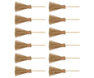 SEWACC Mini Balais de Paille avec des Cordes Rouges 12Pc