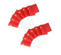 SEWACC Mini-drapeaux Chinois à Main en Plastique 14x21 Cm, Lot de 100 Set de Pièces, Drapeaux Portatifs Écologiques, Décoration pour Événements, Défilés et Fêtes