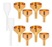 SEWACC Mini Entonnoirs en Métal Doré avec Pipettes 3 Ml, Utilisation Polyvalente pour Parfums et Huiles Essentielles, Remplissage Précis pour Petites Bouteilles