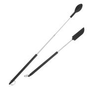 SEWACC Mini Spatules Cosmétiques Télescopiques en Silicone et Acier Inoxydable Kit 2 Pièces Noir Cuillères Pratiques pour Maquillage et Pâtisserie Compactes et Légères pour Dosage