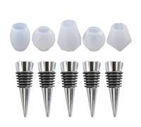 SEWACC Moules en Silicone Souples pour Bouchons de Vin Diy, 5 Pièces 5 Bouchons Résistants à L'usure, Accessoires de Bricolage pour Créations Personnalisées et Conservation du Vin