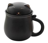 SEWACC Mug en Céramique avec Infuseur Intégré Tasse à Thé Portable 350 Ml Couleur Noire Zen Mug Séparation Thé Bureau et Maison Pratique et Résistant