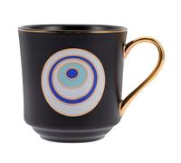 SEWACC Mug en Céramique Turc Grand Œil de Fatima Tasse à Café et Thé Noire Résistante aux Chocs pour Maison et Bureau Mug Décoratif pour Boissons Chaudes et Froides