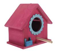 SEWACC Nichoir en Bois Suspendu Rouge Mini Décoratif, Maison Oiseaux Extérieure pour Jardin, Nid D'oiseau Solide en Bois Naturel, Mangeoire à Oiseaux Décorative, pour Observation