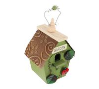 SEWACC Nichoir Oiseaux Suspendu en Bois Toit en Tôle Verte, Maison pour Petits Oiseaux, Décoration Extérieure Jardin Terrasse, Abri Naturel Résistant Pluie et Vent, Déco Balcon Campagne