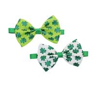 SEWACC Nœud pour Animaux de Compagnie Saint-Patrick, Lot de 2 Pièces Vert et Blanc, Cravate Festive Trèfle Irlandais, Accessoire Léger pour Chien, Décoration de Fête Irlandaise