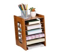 SEWACC Organisateur de Bureau Bois à Couches Trieur Vertical pour Documents Bac de Rangement Stable et Décoratif pour Bureau et Espace de Travail Compact