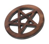 SEWACC Ornement Pentagramme en Bois Massif Marron Clair Décoration de Cérémonie Métaphysique Plateau à Bijoux Pentagramme Accessoire de Table Ésotérique pour Rituels et Décor