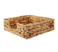 SEWACC Panier de Bureau Carré en Paille Tressée 22X22X7 CM, Rangement pour Mouchoirs et Petits Objets, Panier Tissé Décoratif Cuisine et Chambre