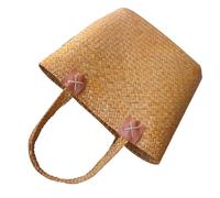 SEWACC Panier Tressé en Jonc de Mer Naturel Jaune Motifs Paquet à Fleurs D’Intérieur Rustique Cabas Artisanal pour Décoration Maison et Rangement Floral Panier Décoratif Tressé