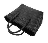 SEWACC Panier Tressé Imitation Rotin Noir Paquet Cabas Multifonction Fait Main Paquet à Main Femme pour Courses et Plage Panier de Rangement Élégant et Pratique Bandoulière Léger et