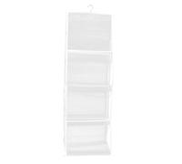 SEWACC Paquet de Rangement Suspendu Multi-Couches 4 Niveaux Blanc Pochettes en Filet Anti-Poussière pour Paquet à Main Visibles Organisateur Pratique pour Chambre la Cuisine et Bureau
