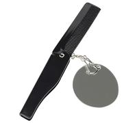 SEWACC Peigne à Barbe Pliable Grand Format Miroir Ovale Porte-Clés Compact en Acrylique Peigne à Dents Fines pour Hommes pour Voyage et Retouches Rapides