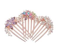 SEWACC Peigne à Cheveux Mignon Lot de 3 Pièces Barrettes Latérales en Strass Colorés Blanc Violet et Multicolore Accessoire Coiffure pour Filles et Femmes Mariage Fête et Usage