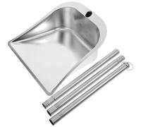 SEWACC Pelle à Ordures en Acier Inoxydable Épais sans Rebord Manche Télescopique 3 Sections Légère et Pratique pour Nettoyage Ménager Maison Coins Difficiles D’Accès