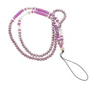SEWACC Pendentif De Téléphone En Perles Diy Et Cordon De Téléphone Portable En Poterie Alphabet Pour Femme, Chaîne Suspendue Décorative En Résine, Taille Moyenne, Couleur Violette