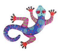 SEWACC Pendentif Mural Gecko en Fer Bleu Décoration Murale Intérieure et Extérieure Ornement Mural Artistique pour Salon Jardin et Couloir à Suspendre Décorative en Métal Solide