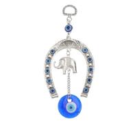 SEWACC Pendentif Yeux Bleus Turc en Métal, Ornements Élégants Fer à Cheval et Éléphant pour Décoration de Chambre et Voiture, Présent pour Occasions Spéciales