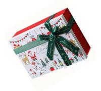 SEWACC Petite Boîte Présent de Noël Élégante Nœud, Couvercle Blanc | Polyester et Papier, sans Montage, Usage Fête et Présent, Style Décoratif, Boîte Festive