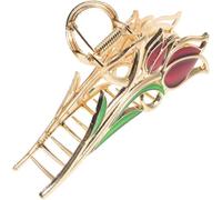 SEWACC Pince à Cheveux Tulipe en Alliage Chic et Facile à Utiliser, Pince à Griffes Résistante pour Bureau et Voyage, Accessoire Élégant Or pour Cheveux