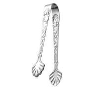 SEWACC Pince à Glaçons en Acier Inoxydable Petite Pince à Sucre Vintage à Motif Rose Antidérapante pour Buffet Barbecue Thé Fête et Usage Quotidien Couleur Argentée