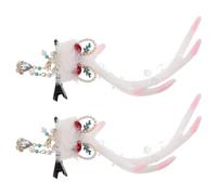 SEWACC Pinces à Cheveux Renne en Peluche Dégradé 1 Paire Barrettes Bois de Cerf pour Noël Accessoires Coiffure Festifs pour Filles Décorations Cheveux Cosplay de Fête