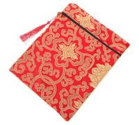 SEWACC Pochette de Rangement pour Livres et Stylos en Tissu Brocart Rouge à Motif Floral 20x25 Cm, Paquet Biblique Multifonction pour Documents et Accessoires, Organisateur Portable