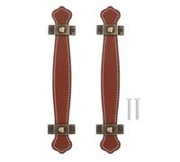 SEWACC Poignée En Cuir De Meuble Alliage De Zinc Marron Clair 2 Poignées | Facile À Installer, Pour Tiroirs Et Placards, Finition Marron Clair, Cuir Et Alliage De Zinc