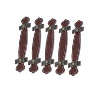 SEWACC Poignées de Placard en Cuir Rouge Marron Vintage 5 Pièces Poignées de Tiroir Pratiques Tirette de Meuble 96 Trous Compatible la Cuisine, Salle de Bain, Atelier Matériel Solide