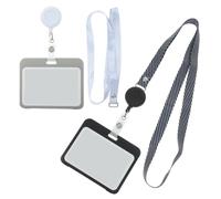 SEWACC Porte-badge Horizontal 2 Pièces avec Cordon Rétractable, Pochette de Protection Pvc et Pp pour Cartes D'identité et Bancaire, pour Employés de Bureau et Infirmiers
