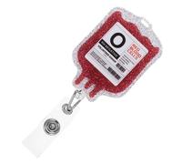 SEWACC Porte-badge Infirmière Enrouleur Rétractable 1 PC Rouge Acrylique Paillettes Pince Clip pour Carte D’identité Médicale Bureau Usage Professionnel