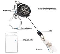SEWACC Porte Badge Rétractable avec Lanière Tour Cou et Housse Rayures Étui Transparent Souple pour Carte Identité Lot de Lanières et Étuis Verticaux Noirs