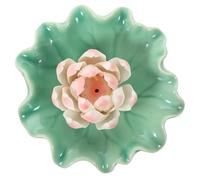 SEWACC Porte-Parfum en Céramique Forme Lotus Fait Main Coupelle pour Bâtonnets D’Parfum Brûleur D’Parfum Aromatique pour Bureau et Salon Support Décoratif Rétro Élégant