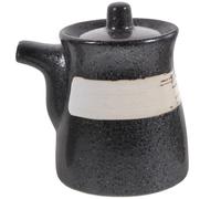 SEWACC Pot à Assaisonnement en Céramique Noir 1 Pièce Récipient pour Sauce Soja et Vinaigre Distributeur Hermétique Résistant Corrosion Usage la Cuisine et Sushi 150 Ml