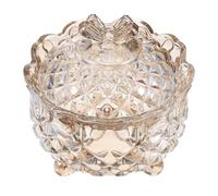 SEWACC Pot de Rangement en Verre Décoratif 280 ML Motif en Relief Couvercle Bocal en Verre Alimentaire Couleur Thé pour Bonbons et Confiseries Présent et Décoration Festive