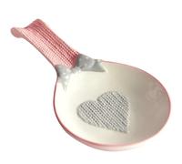 SEWACC Repose-Cuillère en Céramique Rose Pastel Petit Porte-Cuillère Décoratif Résistant à L'Usure Accessoire la Cuisine pour Usage Quotidien Support Stable pour Cuillères et