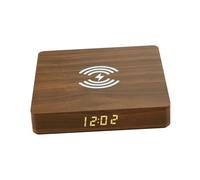 SEWACC Réveil Horloge avec Chargeur sans Fil Rapide Multifonction pour Téléphones Compatibles Portable et Sécurisé Usage Intérieur et Extérieur Design Grain de Marron