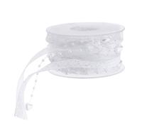 SEWACC Ruban de Dentelle Blanc 10 MM X 5 M en Polyester Doux, Rouleau de Ruban D’Emballage Élégant pour Décoration Mariage, Bricolage Fête et Embellissement Bouquet Artificiel